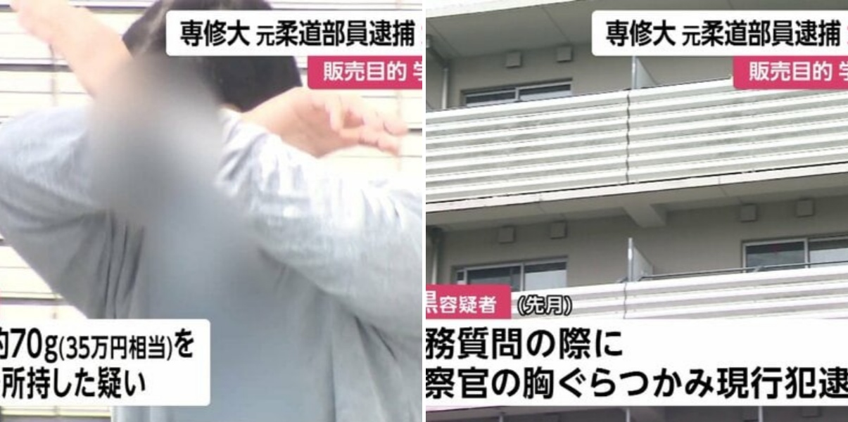 専修大学“元柔道部員”羽黒朝陽容疑者（22）逮捕 販売目的で大麻を所持か…柔道部の寮を家宅捜索